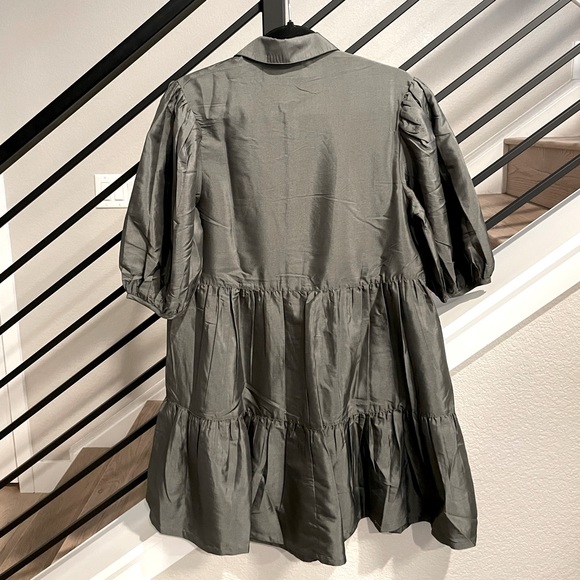 ASOS COLLUSION Tiered Taffeta Smock Dress in Gray - Picture 4 of 9